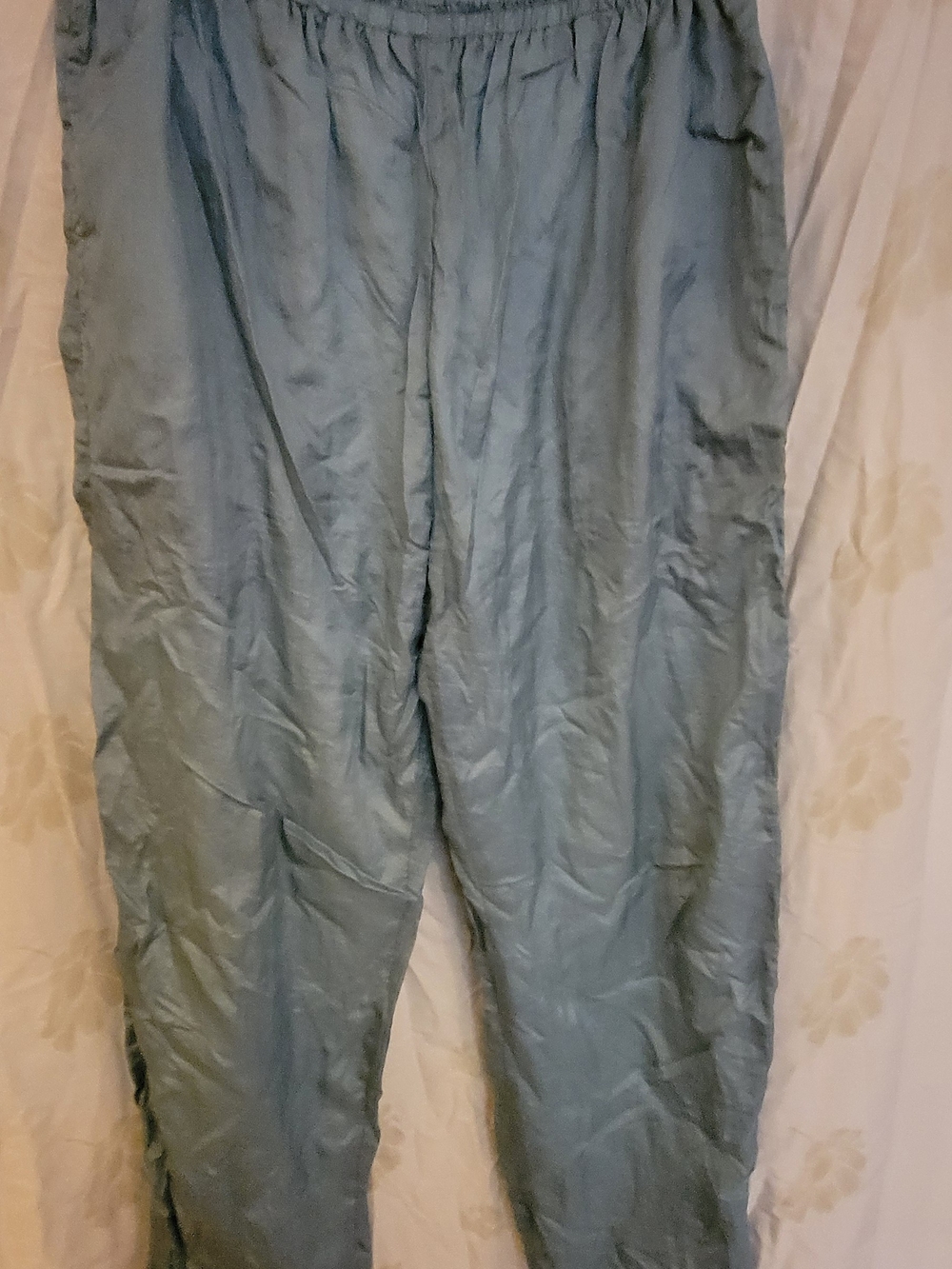 Vintage 90s Seafoam Green Nylon Zip Ankle Track Pants Lined Lounge Size Large